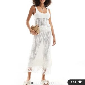 White crotchet dress fringe
